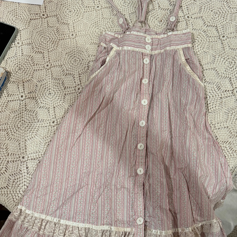 Gunne Sax Floral Striped Cotton Dress